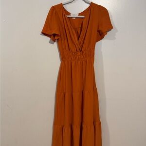 Elegant Orange Women's Dress